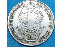 Австрия 10 кройцера 1793 А - Вена Франц 1 сребро - RARE!!!