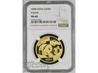 500 de yuani 2008 Gold China Panda NGC MS68