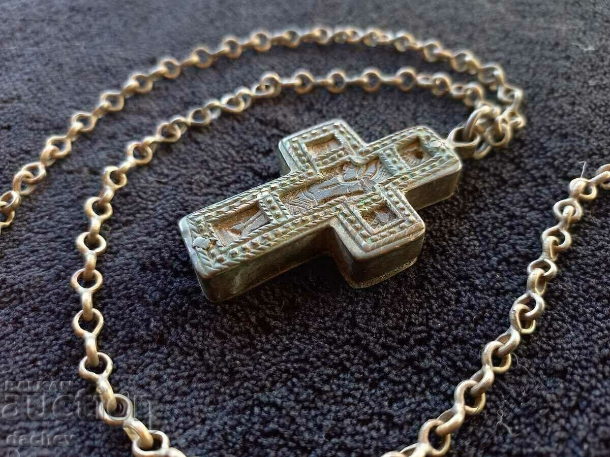 Auction Renaissance Double Sided Encolpion Silver Cross 19th Century costume Auction Renaissance Double Sided Encolpion Silver Cross 19th Century costume