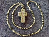 Възрожденски Двустранен Енколпион Сребърен Кръст 19Век носия