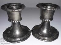 OLD CANDLESTICKS. SILVER BRONZE. INDIA