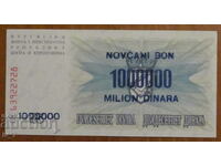 1.000.000 de dinari 1993 Bosnia și Herțegovina-UNC, supratipărire