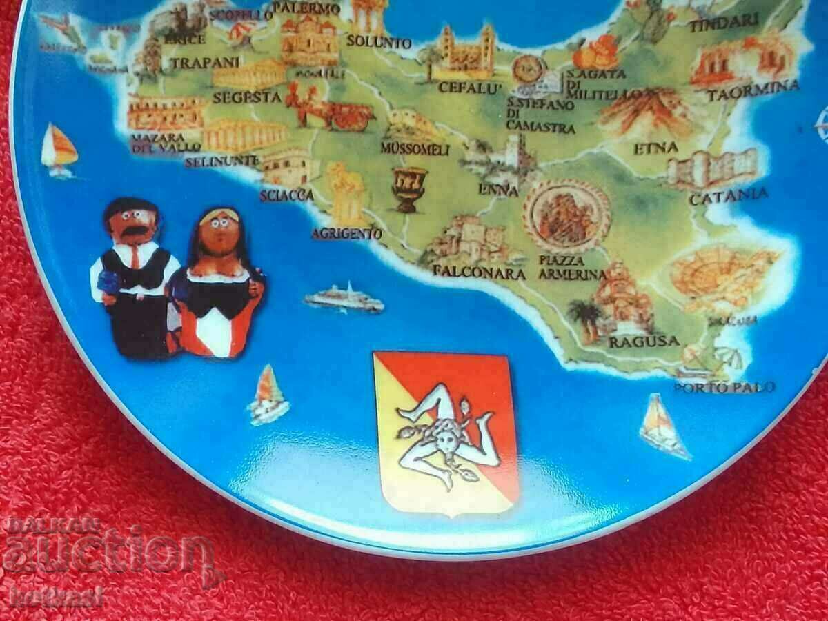 Old porcelain plate SICILIA Sicily with price 21.00 BGN | € 10.74 Old porcelain plate SICILIA Sicily with price 21.00 BGN | € 10.74