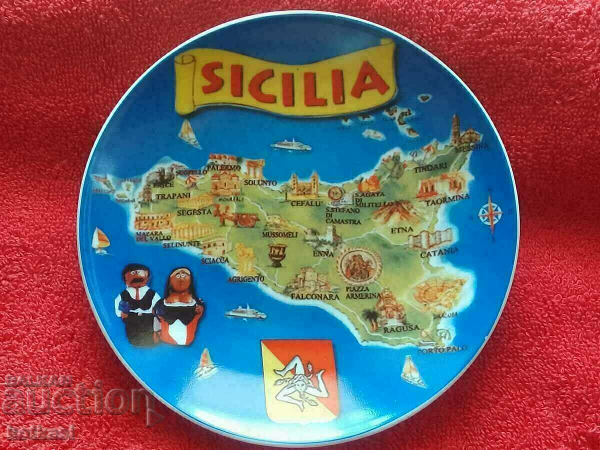 Old porcelain plate SICILIA Sicily Old porcelain plate SICILIA Sicily