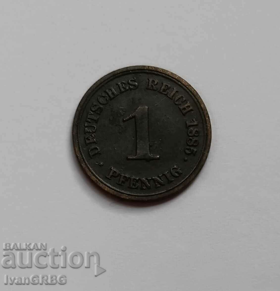 1 пфенниг 1885 Германия 1 пфенниг 1885 Монета 1 пфениг 1885