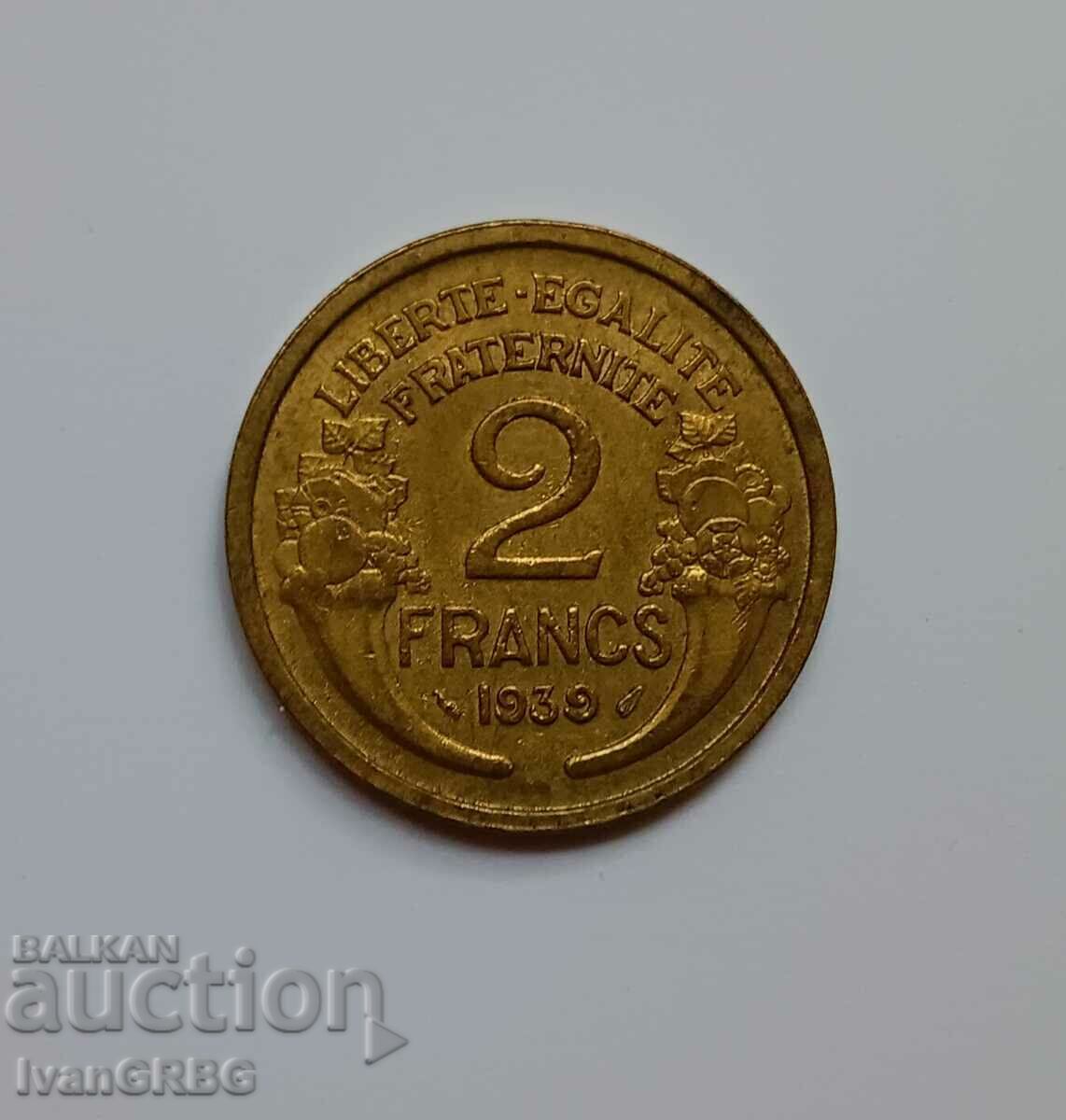 2 franci Franta 1939 Moneda franceza de 2 franci 1939