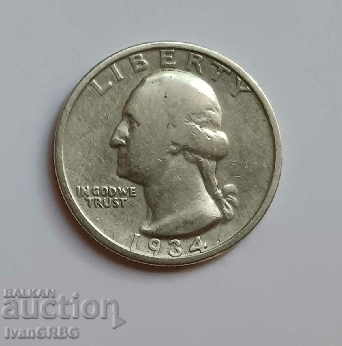 Κέρμα 1/4 Δολάριο ΗΠΑ 1934 Ασημένιο 25 σεντ ΗΠΑ 1934