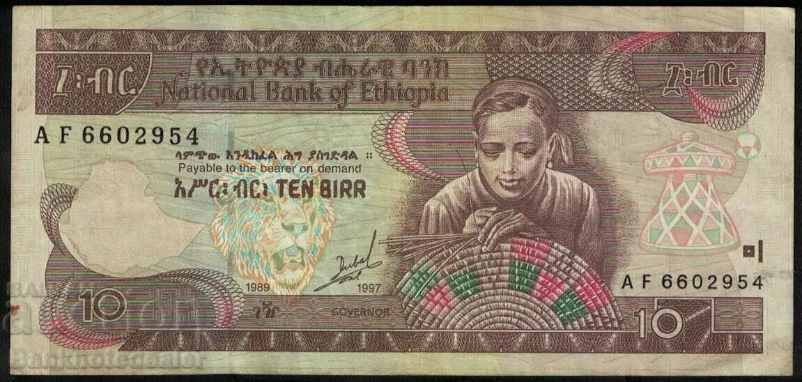 Etiopia 10 Birr 1989 Pick 32a Ref 2954