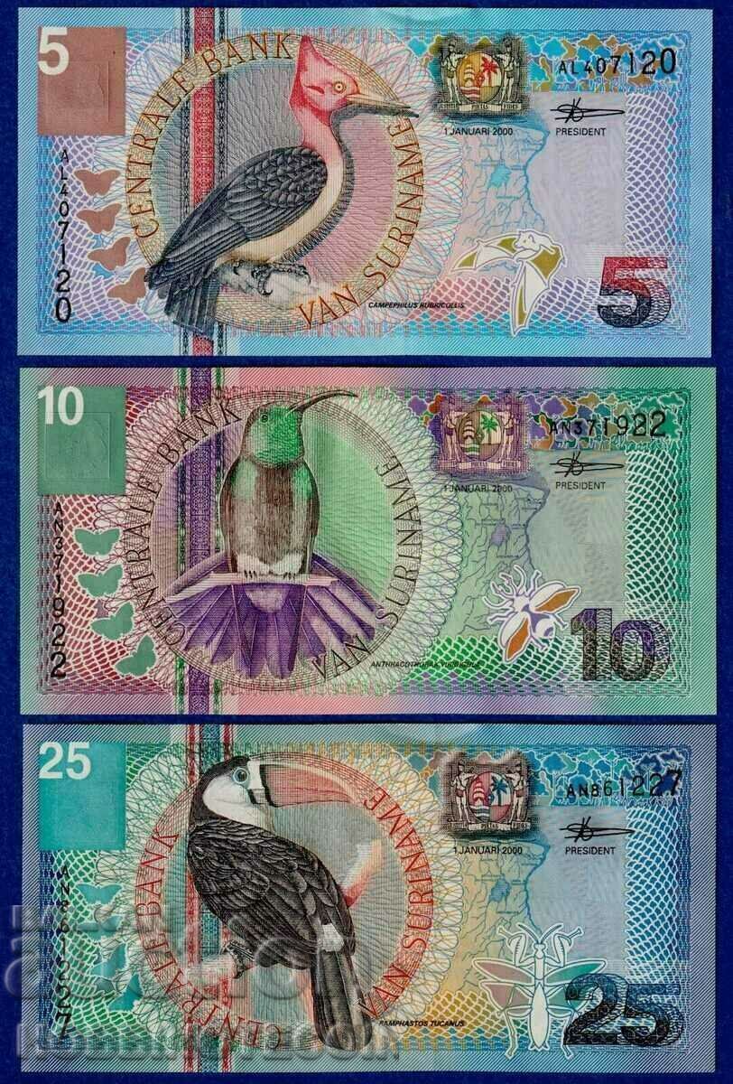 SURINAME SURINAME 5 10 25 Gulden issue issue 2000 NEW UNC SURINAME SURINAME 5 10 25 Gulden issue issue 2000 NEW UNC