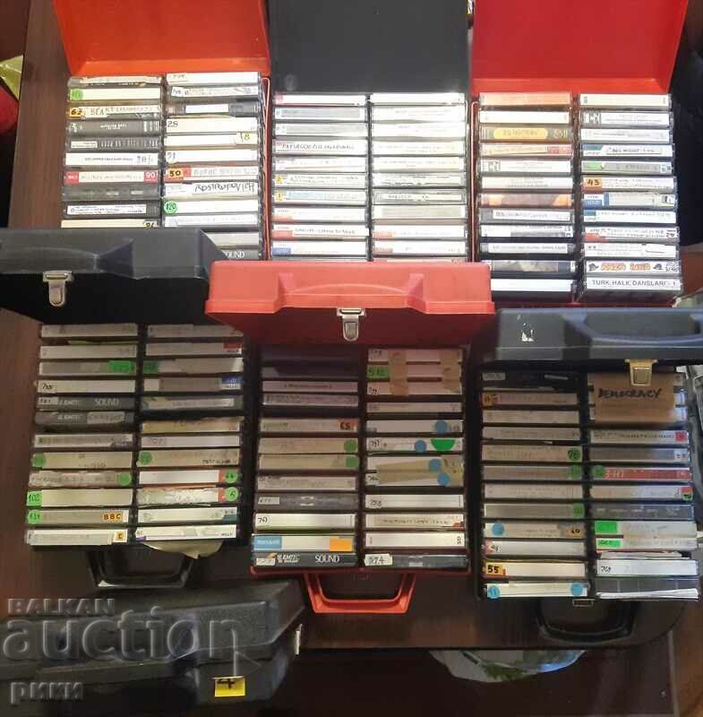 7 pcs. briefcases with 24 pcs. audio cassettes