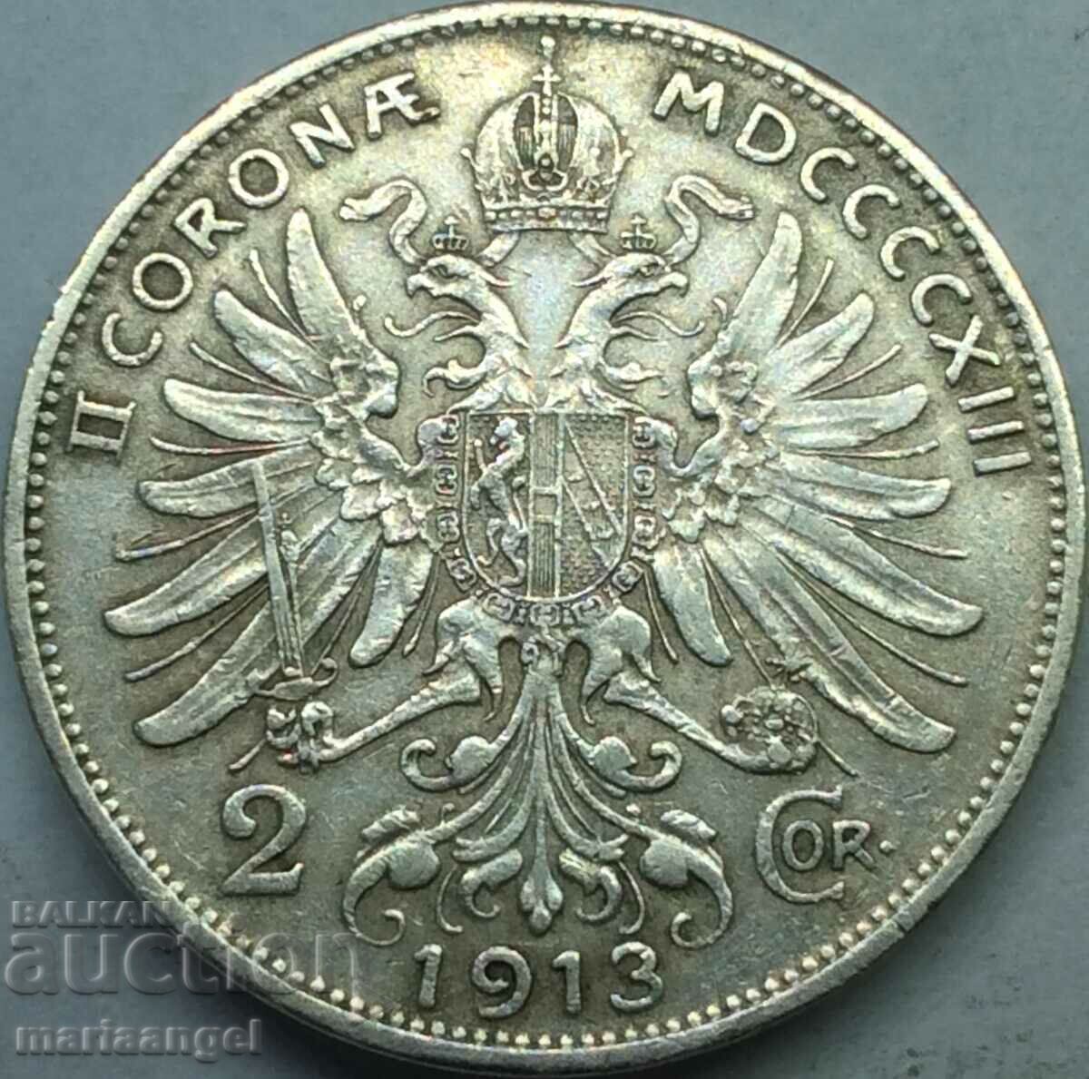 2 κορώνες 1913 Αυστρία Franz Joseph I 1848-1916 ασημένιο