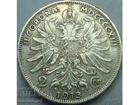 2 корони 1913 Австрия Франц Йозеф I 1848-1916 сребро