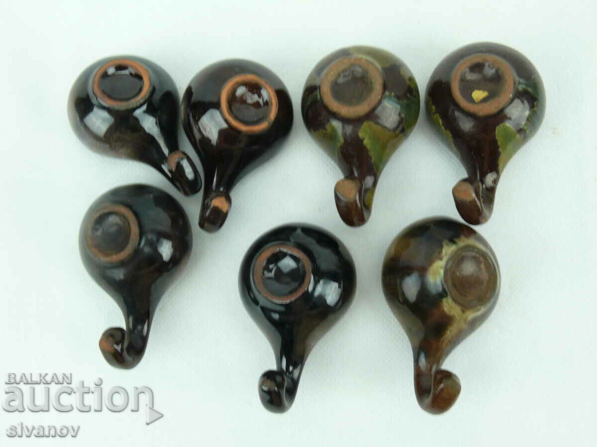 Auction  Old service set of 7 ceramic brandy glasses #2342