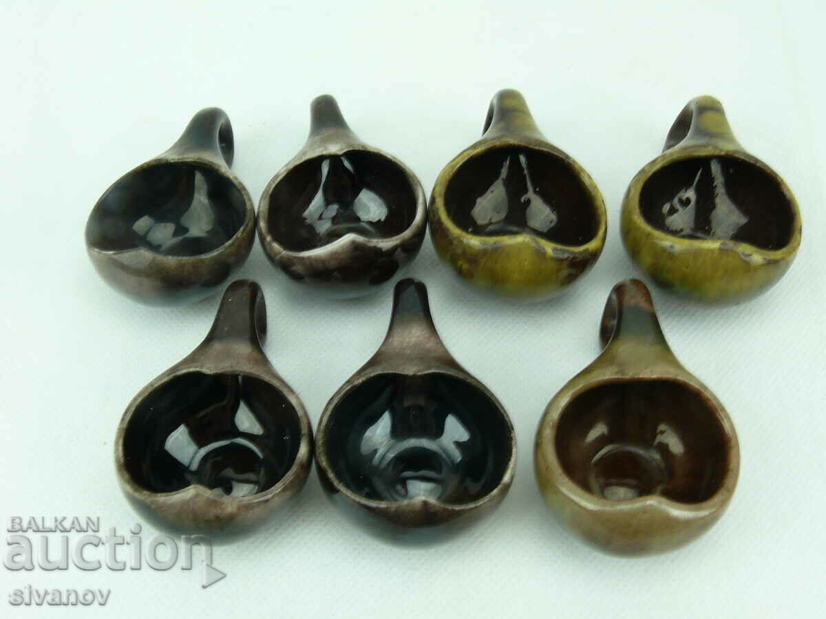 Old service set of 7 ceramic brandy glasses #2342 - 5