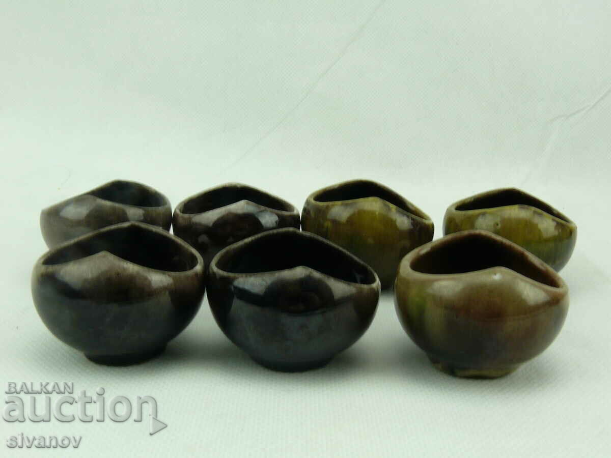 Old service set of 7 ceramic brandy glasses #2342 - 6