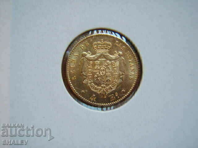 Аукцион 4 Escudos 1866 Spain (4 ескудо Испания) - AU/Unc (злато)