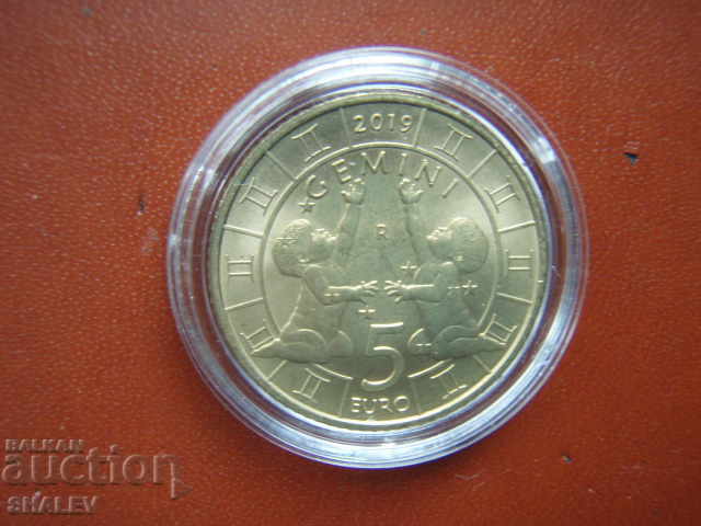 Δημοπρασία 5 Euro 2019 San Marino "Gemini" - Unc (Zodiac - Gemini)