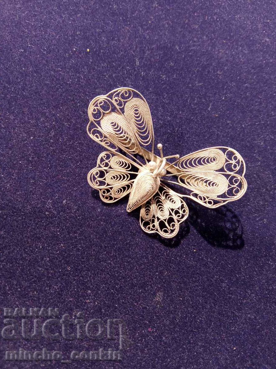 Butterfly brooch filigree marked.