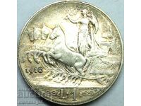 1 lira 1910 Italy silver Gold patina