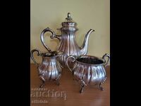 Old silver plated service teapot latiera sugar bowl
