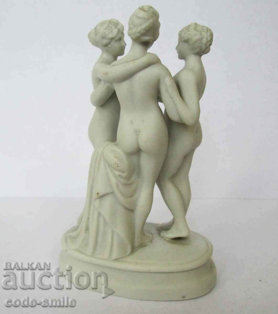 Auction Old porcelain statuette figure "The Three Graces" porcelain Auction Old porcelain statuette figure "The Three Graces" porcelain