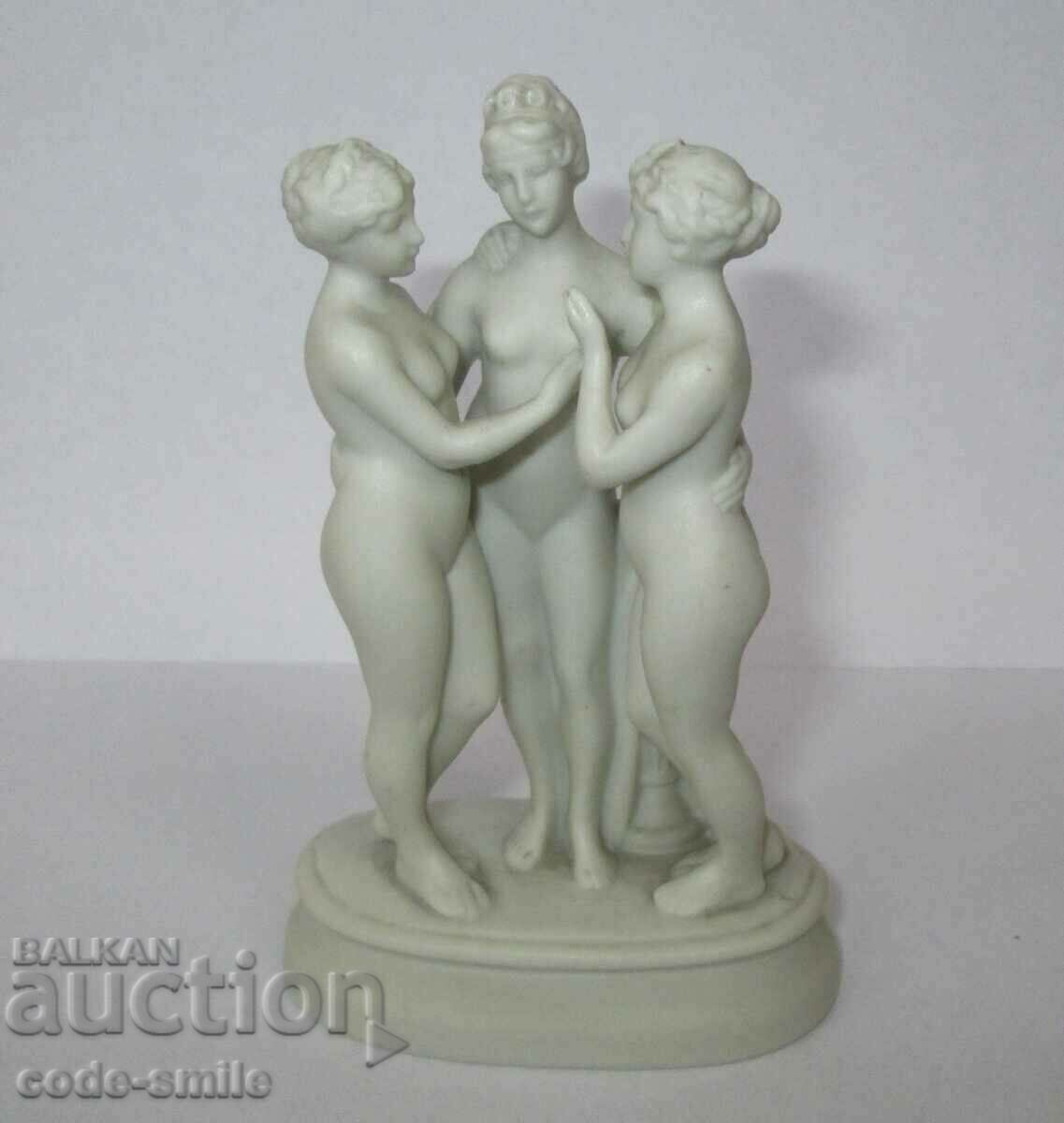 Old porcelain statuette figure "The Three Graces" porcelain