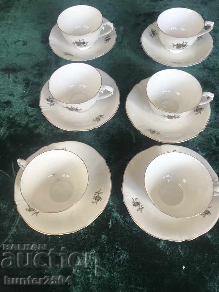 Old bone china cups and saucers, marked