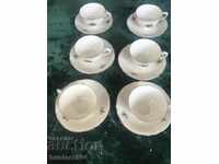Old bone china cups and saucers, marked