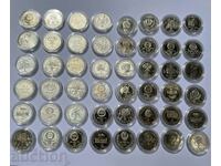 Колекция 136 бр. Юбилейни монети 1, 2, 5 лева НРБ в капсули