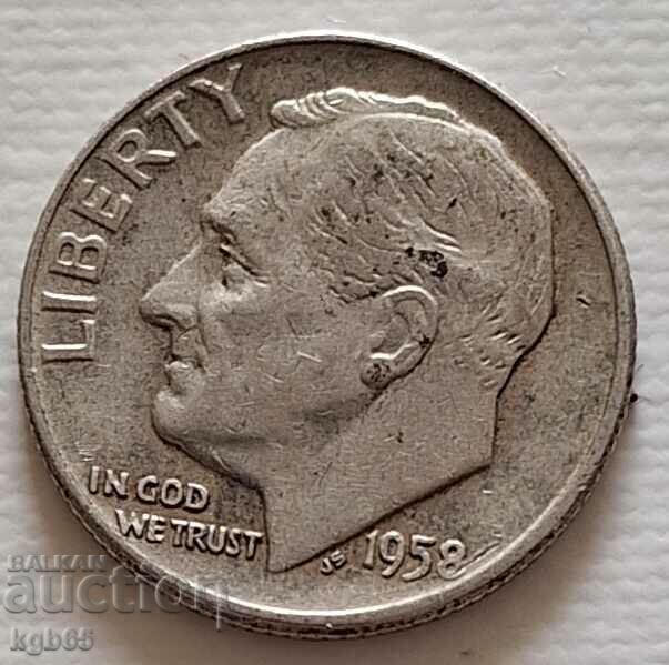 10 cent silver 1958 USA. F-1