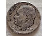 10 цента сребро 1947 г. САЩ. Ж-2