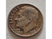 10 цента сребро 1952 г. САЩ. Ж-7