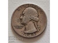 25 цента сребро 1945 г. САЩ. Ж-5