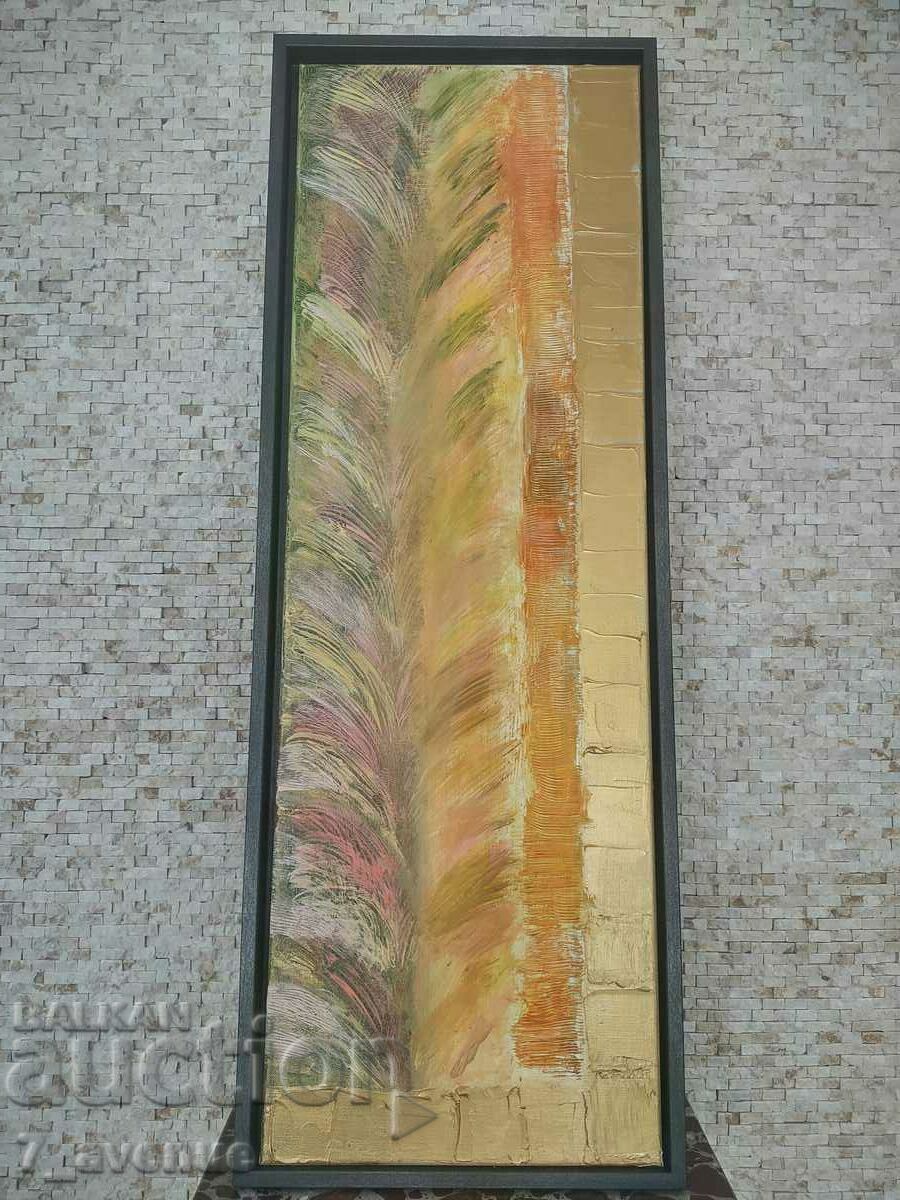 Pictura acrilica originala pe panza, 90/30 cm, cu rama