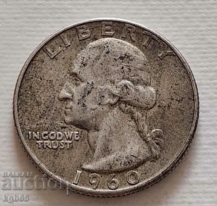 25 cent silver 1960 USA. F-2