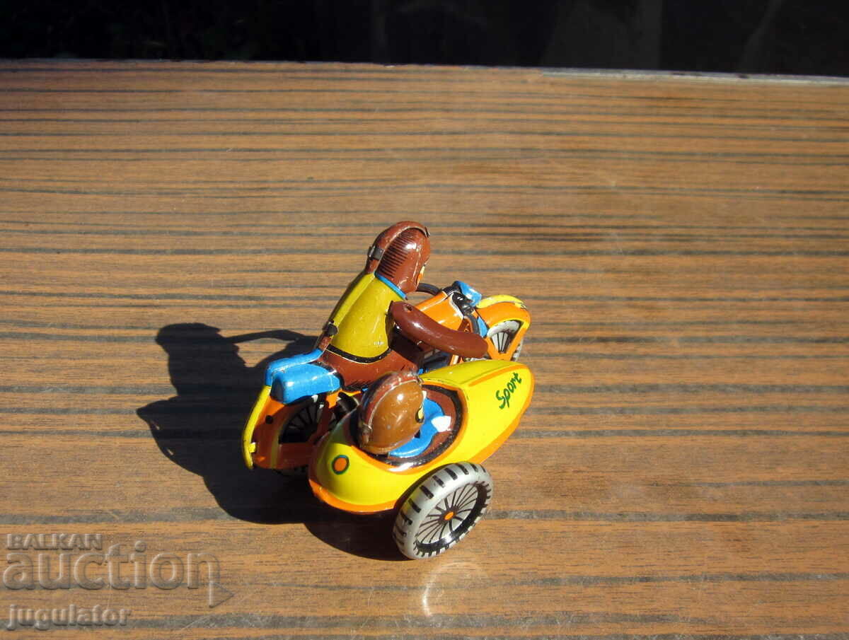 old German metal sheet metal toy motor bikers - 5