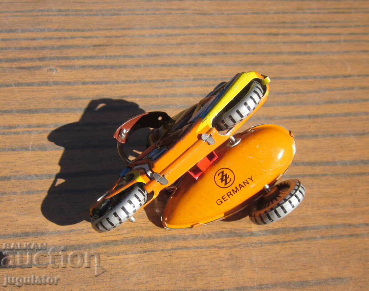 old German metal sheet metal toy motor bikers - 6