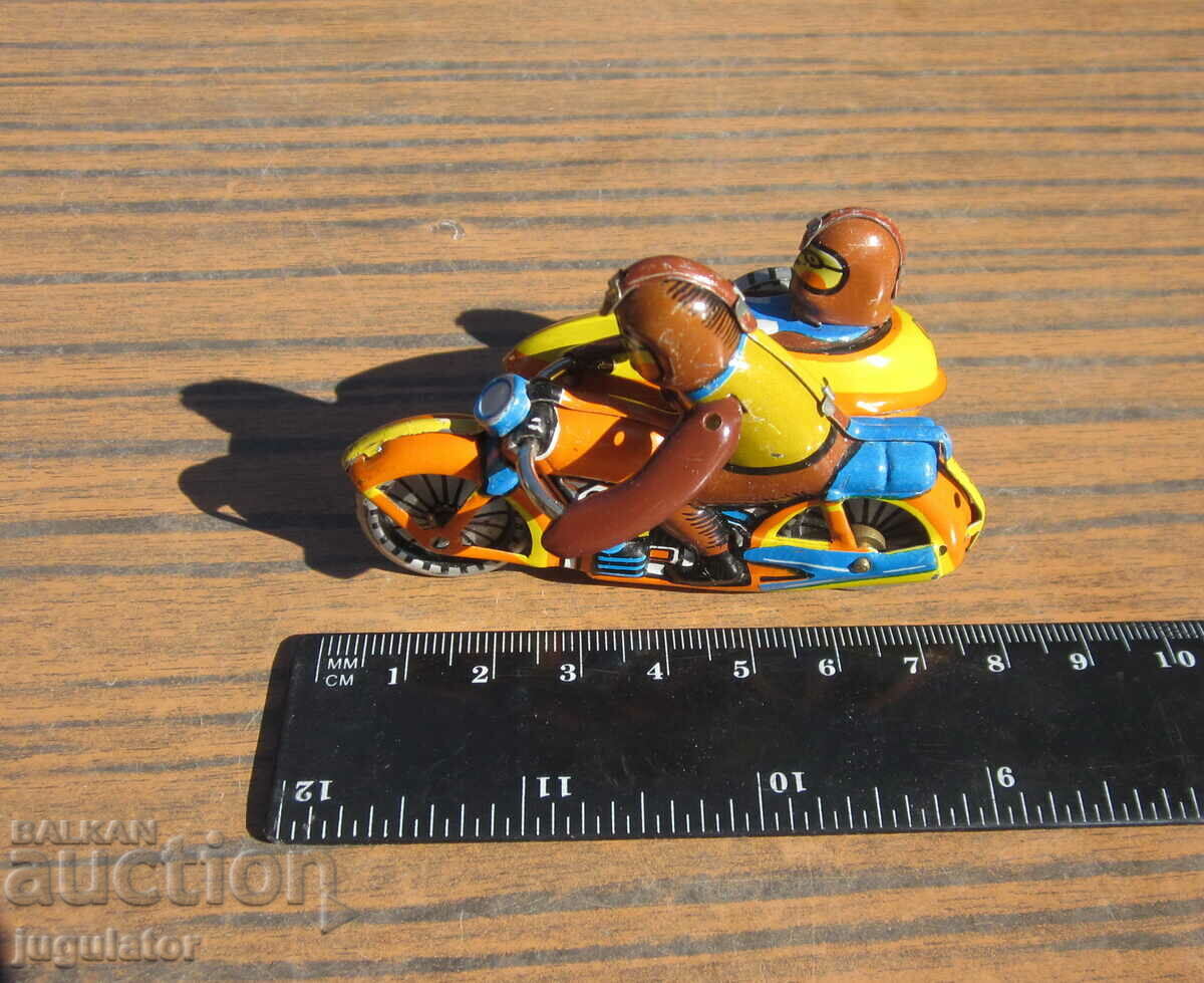 old German metal sheet metal toy motor bikers - 7