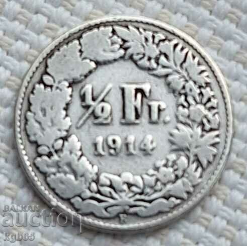 1/2 franc 1914 Elveția. F-1