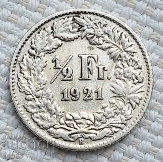 1/2 Franc 1921 Switzerland. F-4 1/2 Franc 1921 Switzerland. F-4