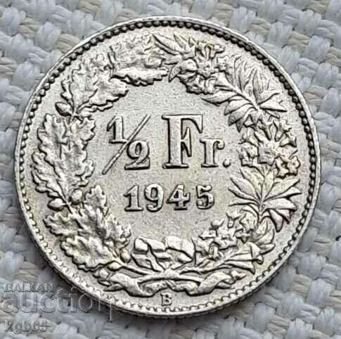 1/2 франк 1945 г. Швейцария. Ж-6