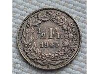 1/2 франк 1945 г. Швейцария. Ж-7