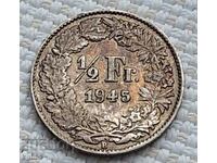 1/2 franc 1945 Switzerland. F-8