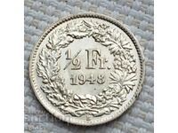 1/2 франк 1948 г. Швейцария. Ж-10