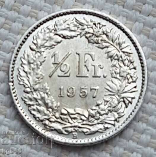 1/2 франк 1957 г. Швейцария. Ж-11