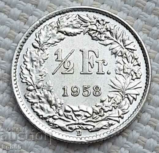 1/2 франк 1958 г. Швейцария. Ж-12