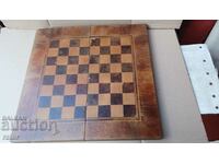 Old large wooden game board, chess box