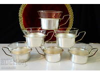 Silver-plated brass cups, 6 pcs., thermal glass.