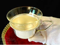 Silver-plated brass cup, thermal glass.