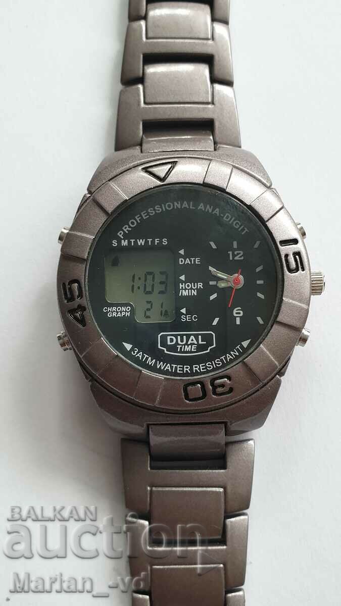 Кварцов мъжки часовник Ana-digit с две времена
